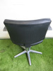 Professional Height Adjustable Barbers Chair on Chrome Base in Black PVC. - 3