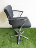 Professional Height Adjustable Barbers Chair on Chrome Base in Black PVC. - 2