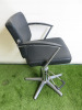 Professional Height Adjustable Barbers Chair on Chrome Base in Black PVC. - 2
