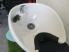 Adjustable Back Wash with Ceramic Basin, Tap & Flexi Hose. Upholstered in Black Faux Leather. - 3