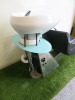 Adjustable Back Wash with Ceramic Basin, Tap & Flexi Hose. Upholstered in Black Faux Leather. - 4