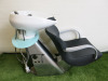 Adjustable Back Wash with Ceramic Basin, Tap & Flexi Hose. Upholstered in Black Faux Leather.