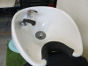 Adjustable Back Wash with Ceramic Basin, Tap & Flexi Hose. Upholstered in Black Faux Leather. - 4
