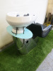 Adjustable Back Wash with Ceramic Basin, Tap & Flexi Hose. Upholstered in Black Faux Leather. - 5
