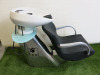 Adjustable Back Wash with Ceramic Basin, Tap & Flexi Hose. Upholstered in Black Faux Leather.