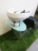 Adjustable Back Wash with Ceramic Basin, Tap & Flexi Hose. Upholstered in Black Faux Leather. - 5