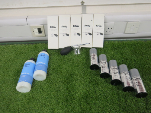 Quantity of Barbers Accessories to Include: 6 x FAB Hair Building Fibre Applicator, 5 x FAB Hair Fixing Mist, 2 x Boots Every Day Shampoo.