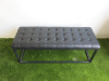 Metal Frame Button Back Black Faux Leather Upholstered Bench Seat. Size H44 x W121 x D46cm. - 2