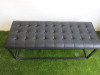 Metal Frame Button Back Black Faux Leather Upholstered Bench Seat. Size H44 x W121 x D46cm. - 2