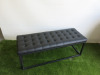 Metal Frame Button Back Black Faux Leather Upholstered Bench Seat. Size H44 x W121 x D46cm. - 3