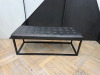 Metal Frame Button Back Black Faux Leather Upholstered Bench Seat. Size H44 x W121 x D46cm.
