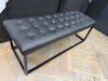 Metal Frame Button Back Black Faux Leather Upholstered Bench Seat. Size H44 x W121 x D46cm. - 2