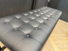 Metal Frame Button Back Black Faux Leather Upholstered Bench Seat. Size H44 x W121 x D46cm. - 3