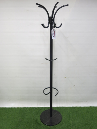 Coat & Hat Metal Stand on Round Marble Effect Base.