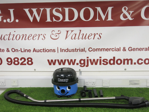 Henry Numatic Vacuum Cleaner, Model HVR160-11 in Blue. Comes with Attachments (As Viewed/Pictured).