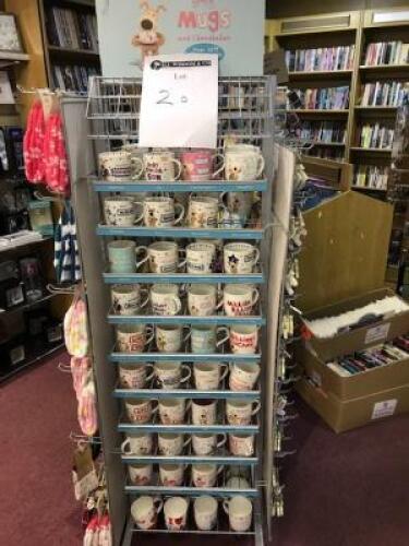 Display Stands with Approx 395 Assorted Mugs, Keyrings & Boofle Socks