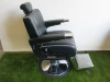 REM Voyager Black Barbers Chair with White Piping, Adjustable Height & Head Rest, S/N 010583. - 2
