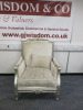 2 x Oversized Silver Wooden Frame, Upholstered Boutique Chairs. Size H108cm. - 2