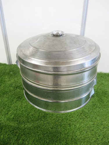 3 Tier Stainless Steel Steamer with Lid. Comes with 3 x Stainless Steel Trays.