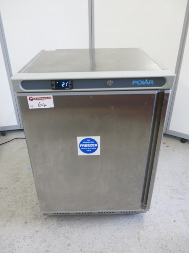 Polar Stainless Steel Undercounter Freezer, Model CD081, S/N 22091039. Size H85 x W60 x D60cm.