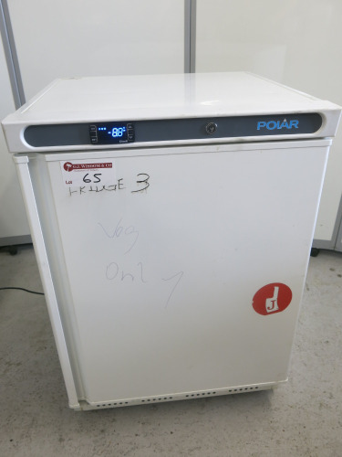 Polar Undercounter Fridge White, Model CD610, S/N 22066662. Size H85 x W60 x D60cm.