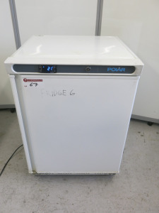 Polar Undercounter Fridge White, Model CD610, S/N 22066653. Size H85 x W60 x D60cm.