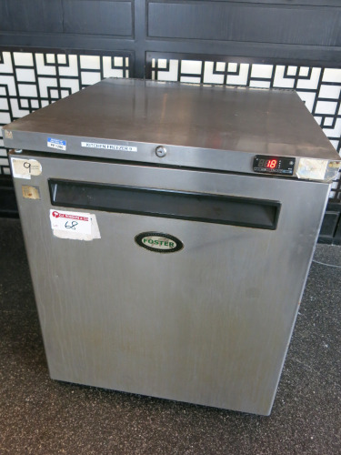 Foster Stainless Steel Undercounter Freezer, Model LR200, S/N E5463906. YOM 2016. Size H82 x W68 x D75cm.