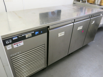 Foster Eco Pro G2 Stainless Steel 3 Door Refrigerated Counter, Model EP1/3H, S/N E5442533. Size H86 x W188 x D70cm.