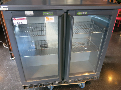 Gamko 2 Glass Door Back Bar Chiller, Model MXC20250GG070, S/N 200606246265, YOM 2006. Size H90 x W92 x D52cm.