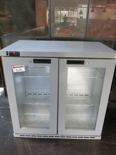 Osbourne 2 Glass Door Back Bar Chiller, Model 250E, S/N 730137/0822, YOM 2022. Size H90 x W90 x D53cm.