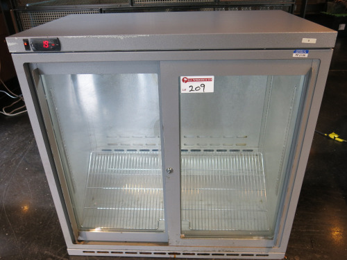 Osbourne 2 Glass Door Back Bar Chiller, Model 250E, S/N 730297/1122, YOM 2022. Size H90 x W90 x D53cm.