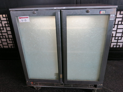 Osbourne 2 Glass Door Back Bar Chiller On Castors, Model 2500, S/N 723833/06/08. Size H100 x W90 x D50cm.