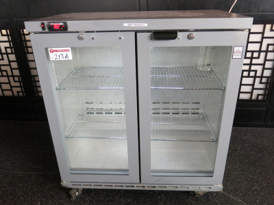 Osbourne 2 Glass Door Back Bar Chiller On Castors, Model 250E, S/N 726998/07/13. Size H100 x W90 x D52cm.