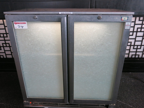 Osbourne 2 Glass Door Back Bar Chiller, Model 2500, S/N 723833/06/08. Size H90 x W90 x D50cm.