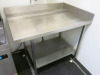 Meiko Run Through Dish Washer, Model Upster H 500S, S/N 10414196, YOM 2018, 6 x Trays. Size H150 x W62 x D75cm. Comes with Stainless Steel Out Table with Shelf Under, Size H98 x W112 x D75cm. - 6