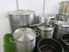 8 x Assorted Sized Metal Stock Pots with 7 Lids , 2 x Ladles & 2 x Non Stick Pots. - 2