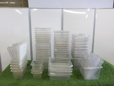 Quantity of Assorted Sized Plastic GN Containers & Lids to Include: 50 x Containers & 20 x Lids.