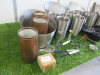 Lot of Assorted Bar Accessories to Include: 8 x Stainless Steel Ice Buckets, 8 x Stainless Steel Wine Coolers, 3 x Brass Wine Coolers, 1 x Copper Tray & Assorted Cocktail Accessories (As Viewed/pictured). - 2