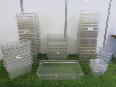 57 x Assorted Sized Plastic GN Containers.