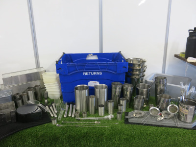 Lot of Assorted Bar Accessories to Include: 14 x Olympia Stainless Steel Wine Buckets, 4 x Stainless Steel Ice Buckets, 1 x Asahi Ice Basket, 5 x Drip Mats, & Assorted Cocktail Accessories (As Viewed/Pictured).