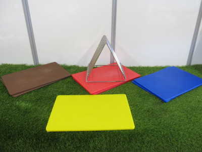 Stainless Steel Cutting Board Rack with 10 x Chopping Boards.