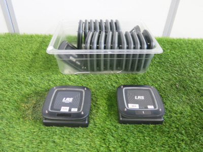 22 x Long Range Systems Coaster Call, Model RX-CS6. Comes with 2 x Base Stations. NOTE: requires 10v Power Supplies.