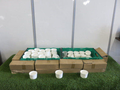 105 x Ramekin White China Dishes, Size 10cm to Include: 39 x Boxed New with Lids & 66 x Used without Lids