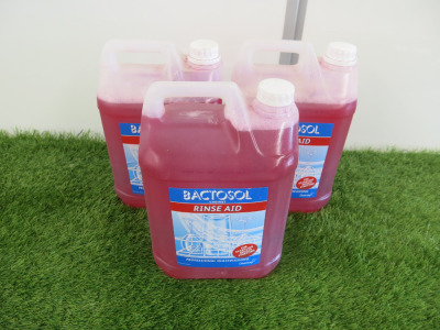 3 x Diversey Bactosol Glass Washing Rinse Aid, 5lt Containers.
