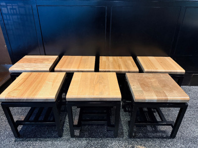 50 x SG Partneri Dark Wood Low Stalls with Solid Natural Wood Top. Size H44 x W40 x D40cm.