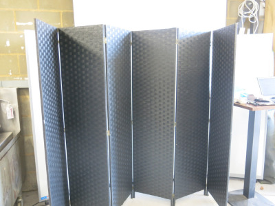 6 Section Black Rattan Room Divider.