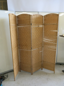 4 Section Brown Rattan Room Divider.