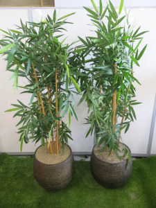 2 x Faux Bamboo Plants in Plant Pots. Size H170cm.