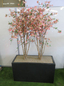 Faux Cheery Blossom Tree in Planter, Size H190 & W100cm (Planter).