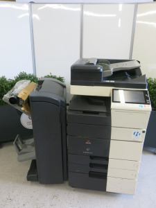 Olivetti A3 Colour Photocopier, Model d-Color MF454. Comes with Konica Minolta Finisher, Model FS-536. Counter Black 50,604, Colour 174,767.